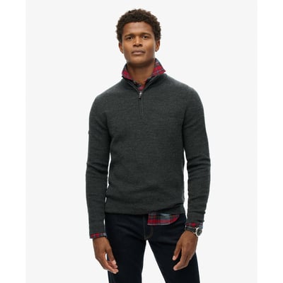 Pull semi-zippé en laine mérinos SUPERDRY