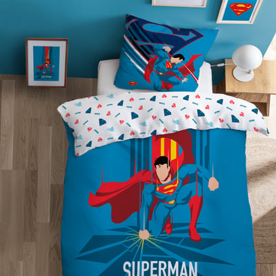 Parure de lit imprimée 100% coton, SUPERA SUPERMAN