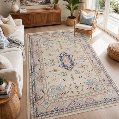 Tapis salon géométrique, noué main en laine, KAZAK CO 56 UN AMOUR DE TAPIS