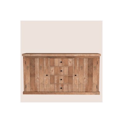 Buffet bas en bois recyclé 2 portes 4 tiroirs L 180 - LINAS HELLIN, DEPUIS 1862