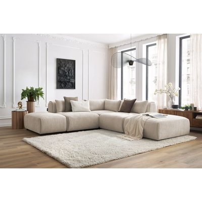 Canapé modulable 5 places en tissu texturé, JEANNE BOBOCHIC
