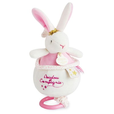 Peluche musicale Perlidoudou Lapin étoile rose DOUDOU ET COMPAGNIE