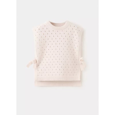 Gilet en maille ajourée avec nœuds MANGO KIDS