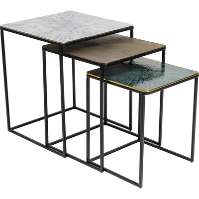 Lot de 3 tables d'appoint en acier et aluminium, RAY KARE DESIGN