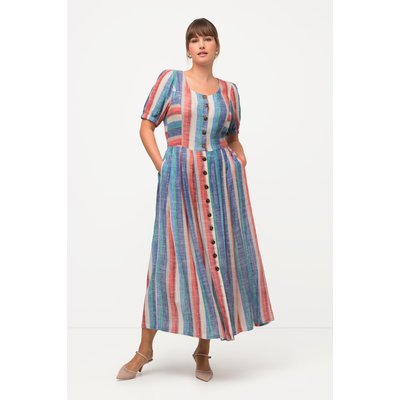 Robe midi, lin mélangé, poches, col rond ULLA POPKEN