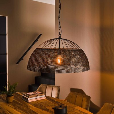Suspension vintage en métal brun sombre travaillé Ø80 cm TRIBECA PIER IMPORT