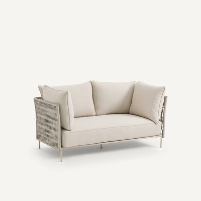 Sofá de jardín de 2 plazas. correas tejidas, Leandra AM.PM