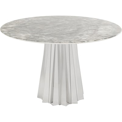 Table ronde en marbre minéral et acier, AMORA KARE DESIGN