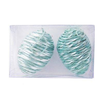 Set de 2 œufs de Pâques décoratifs en corde de coton D10 SIA DECO