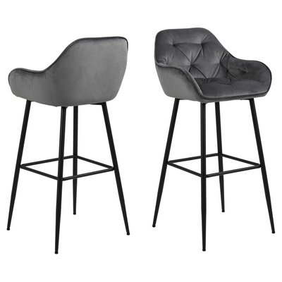 Lot de 2 Tabourets de bar Florie en tissu et métal TOILINUX