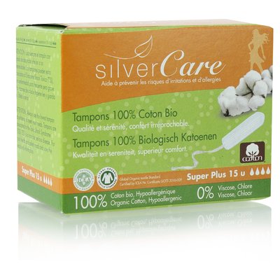 Tampon Super plus sans applicateur  100% coton bio SILVERCARE