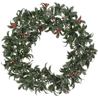 Couronne de l'Avent enneigée synthétique décoration Noël Houx - 35cm WADIGA