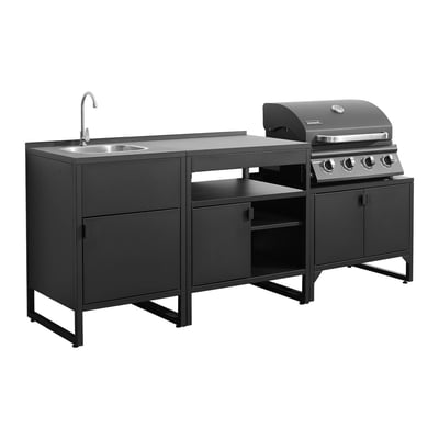 Cuisine extérieure 3 modules acier inoxydable avec barbecue gaz 4 brûleurs KEA SWEEEK