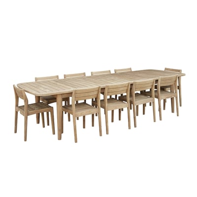 Salon de jardin en teck recyclé extensible 10/12 places  HORTENSE BERAH GETAH
