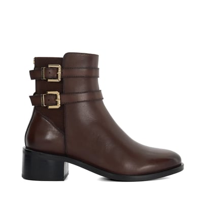 Bottines à talons carrés et double boucle en cuir - PATTER DUNE LONDON