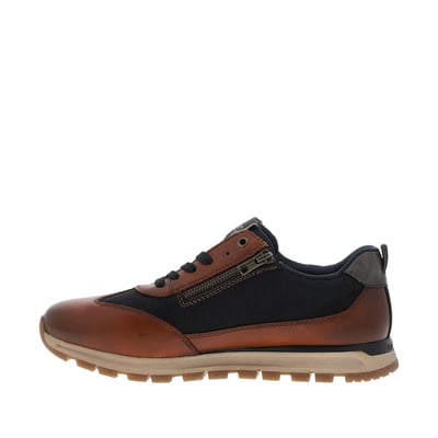 Sneakers en cuir cognac avec semelle à talon plat et zip latéral RIEKER