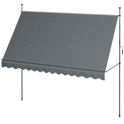 Store banne autoportant manuel rétractable réglable métal alu polyester OUTSUNNY