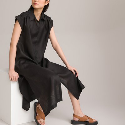 Платье-рубашка длинное, 100% лен LA REDOUTE COLLECTIONS
