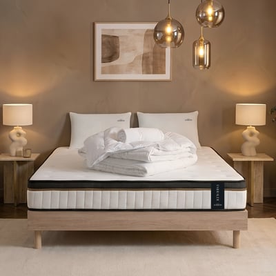 Ensemble literie EMERAUDE + accessoires - 24 cm d'épaisseur - Accueil moelleux, soutien mi-ferme MAISON AUBERTIN