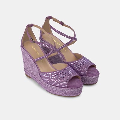 Sandales compensées tressées avec détails de strass et fermeture à boucle ALMA EN PENA