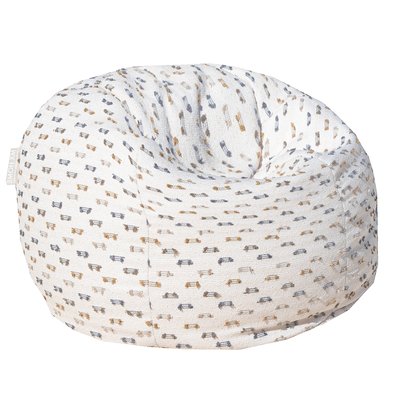 Pouf blanc poils multi couleur, déhoussable MX HOME