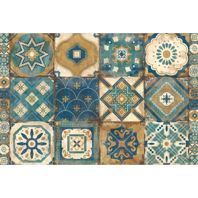 Tableau cuisine vintage tuiles marocaines bleues HEXOA