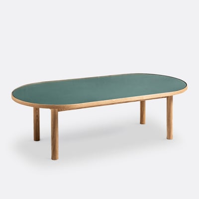 Mesa de centro em carvalho, folheado e vidro, Evergreen LA REDOUTE INTERIEURS