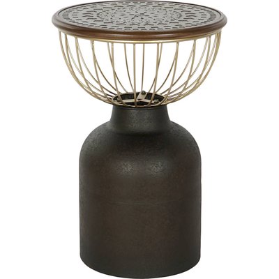 Table d'appoint métal et bois, Vintage RECOLLECTION