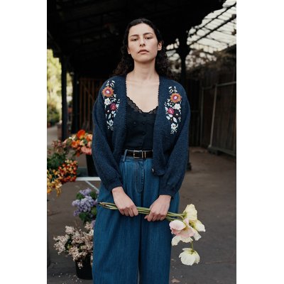 Gilet col V broderies fleuries, LUNAMI LOUISE MISHA
