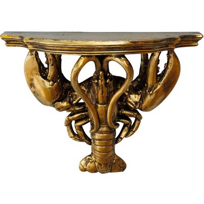 Étagère murale en résine sculptée dorée homard 29x14x21cm WADIGA