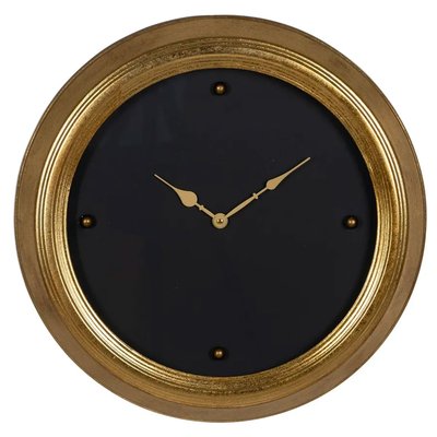 Horloge murale ronde noire et dorée en métal 46x46x6cm WADIGA