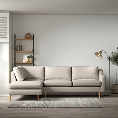 Rosa Curve Soft Brushed Chaise - Left facing with Light Wood Legs SO'HOME