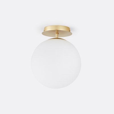 Plafonnier laiton et verre opaline, Moricio LA REDOUTE INTERIEURS