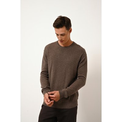 Pull Col Rond Taupe Chiné Noe JUST CASHMERE
