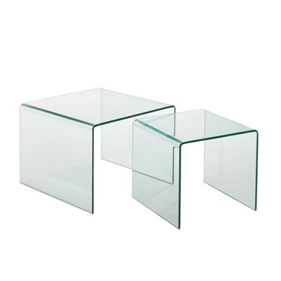 Tables basses carrées gigognes en verre L65 (set de 2) - GALLE HELLIN, DEPUIS 1862
