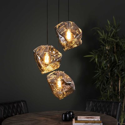 Suspension contemporaine 3 lampes effet glaçon finition chromée NIAGARA PIER IMPORT