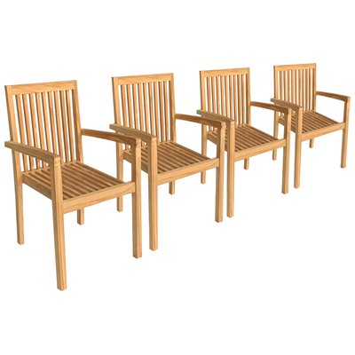 Chaises en teck, empilables, lot de 4, JAVA HAPPY GARDEN