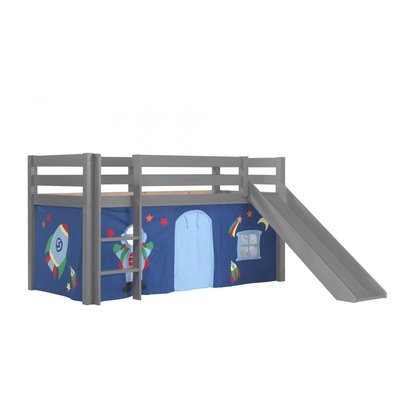 Lit Enfant Surélevé Avec Toboggan Pino + Rideau de lit Space VIPACK