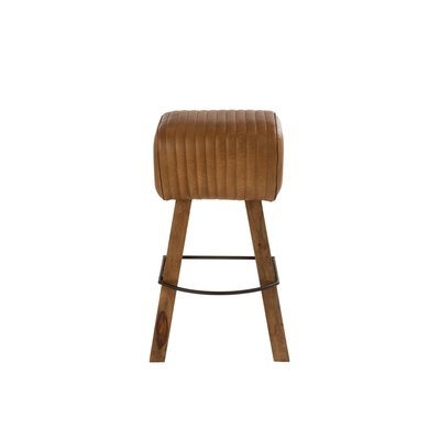 Tabouret de bar saut de cheval en bois et cuir - SAMIR HELLIN, DEPUIS 1862