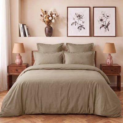 Parure housse de couette satin + 2 taies 65x65 cm VERSALUXE UNI SENSEI MAISON