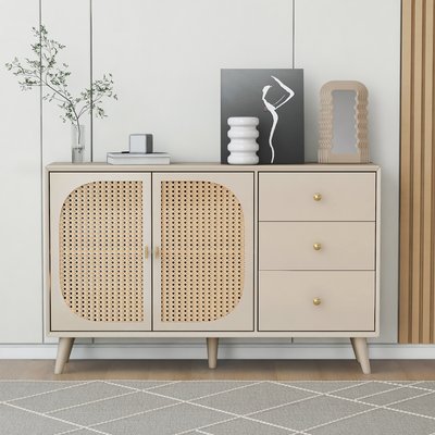 Buffet avec 2 portes et 3 tiroirs style scandinave, DAVEC MEUBLES COSY