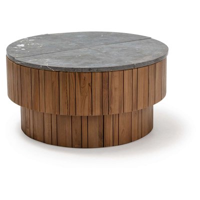 Table basse en teck et pierre, ronde RECOLLECTION
