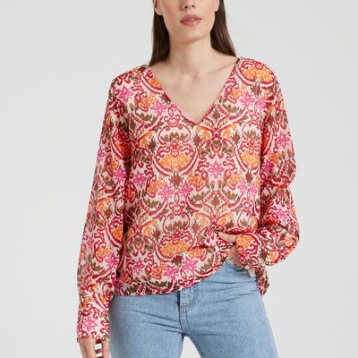 Blusa estampada con cuello de pico ONLY