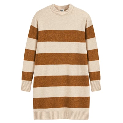 Recycled Mini Jumper Dress in Striped Print LA REDOUTE COLLECTIONS