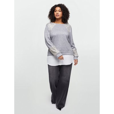 Sweat-shirt avec inserts brodés en paillettes sur les manches et sur les épaules FIORELLA RUBINO