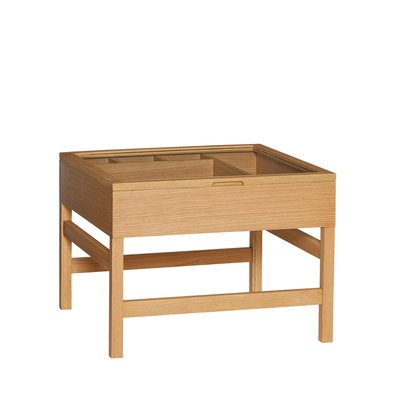 Table basse en verre, placage de chêne et bois de chêne GLITZ. HUBSCH