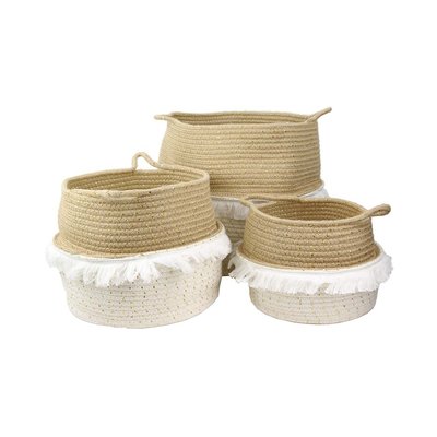 Paniers de rangement à franges et fibres dorées (Lot de 3) CMP