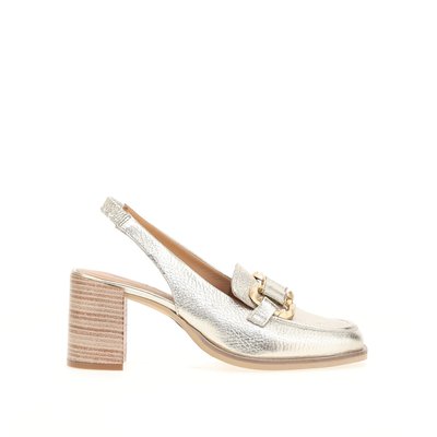 Mocassini slingback con tacco, pelle MJUS