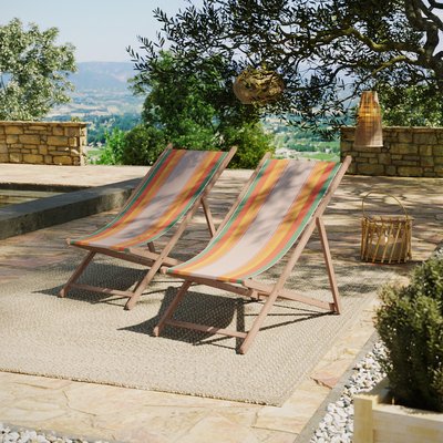 Lot de 2 chiliennes 100% acrylique - bois - CANARIES AVRIL PARIS