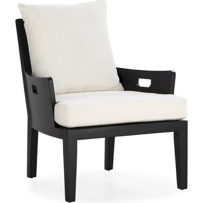 Fauteuil en bois de teck  assise confortable coussins blancs RECOLLECTION